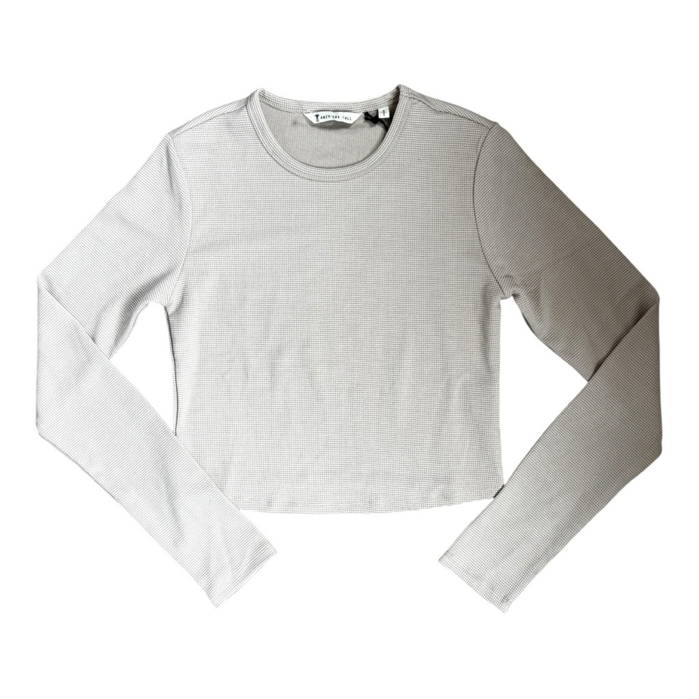 American Tall Cropped Long Sleeve Waffle Shirt for Tall Women DESERT ROSE Size S - Picture 6 of 13